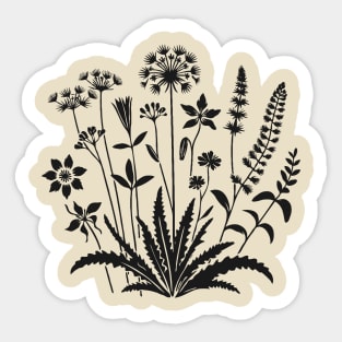 Elegant Wildflowers Silhouette Sticker